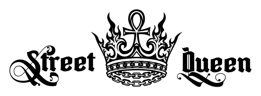 Logo Street Queen: coroa com ankh entre as palavras Street e Queen