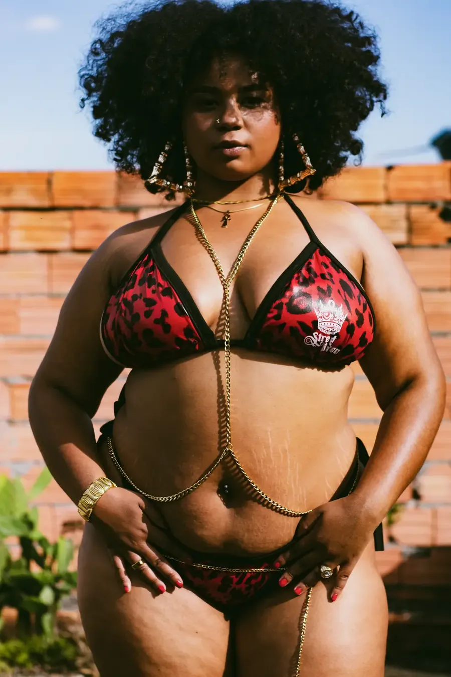 Biquíni Aluany realeza periférica - onça vermelho — foto principal