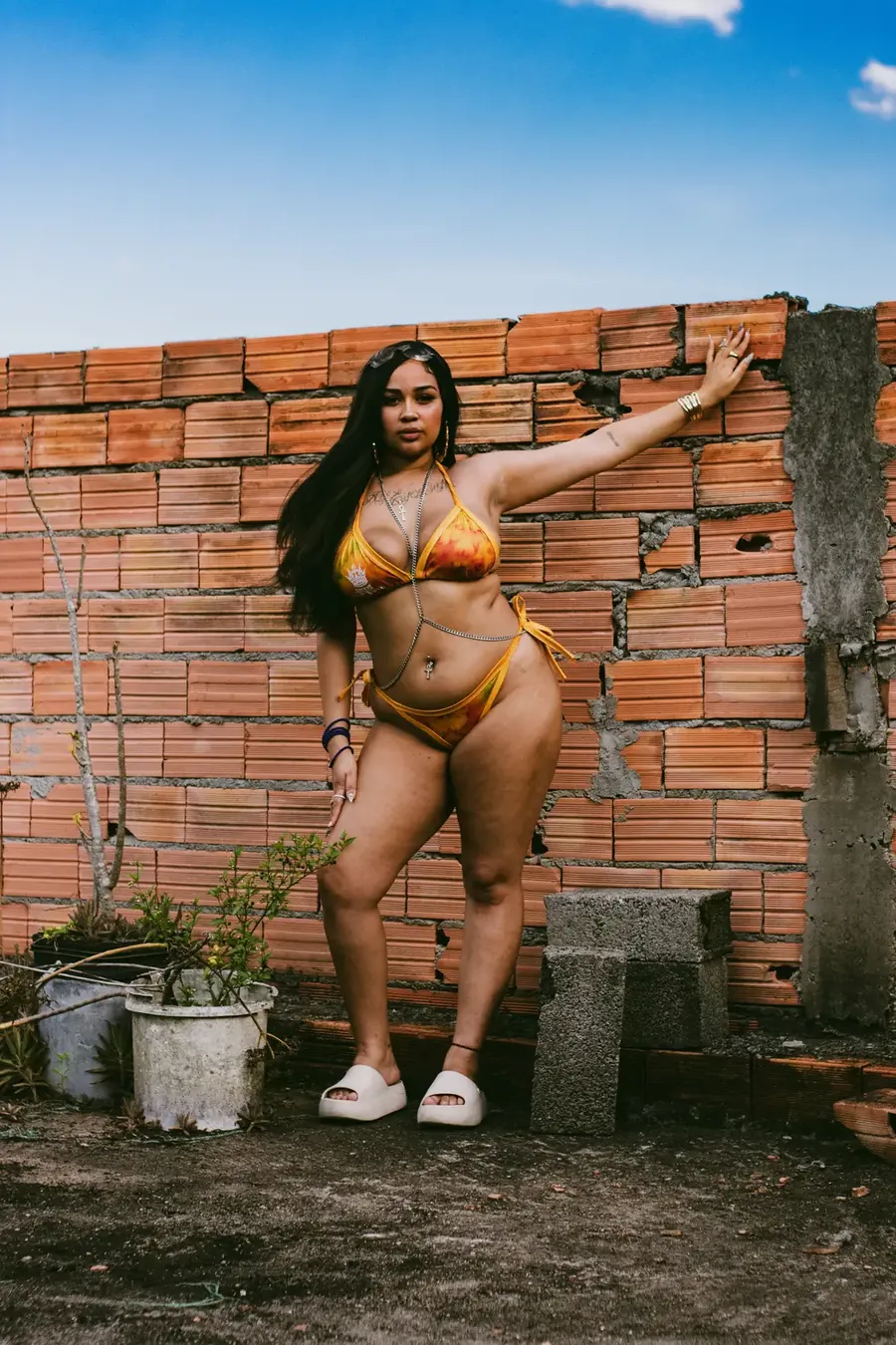 Biquíni realeza periférica laranja solar — foto 4